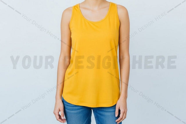 Bright yellow women's tank top Mock Up Photo Regulrcrative 