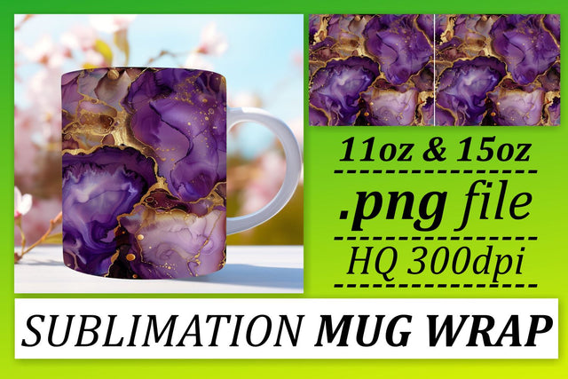 Brilliant Marble Effect Mug Wrap, Sublimation, 11oz 15oz Sublimation afrosvg 