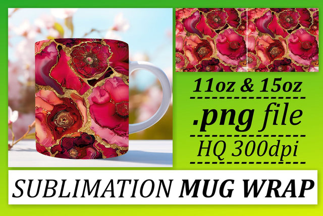 Brilliant Marble Pattern Mug Wrap, Sublimation, 11oz 15oz Sublimation afrosvg 