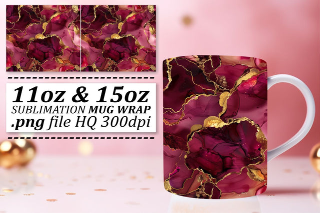 Brilliant Marble Pattern Mug Wrap, Sublimation, 11oz 15oz Sublimation afrosvg 