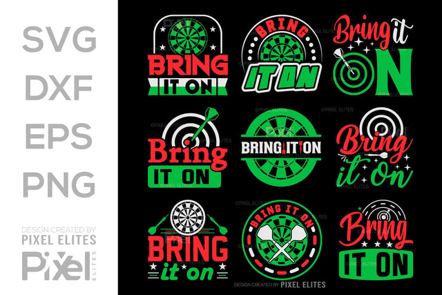 Bring It On SVG Dartboard Bundle Darts Game Darts Quote Design PET 00601 SVG ETC Craft 