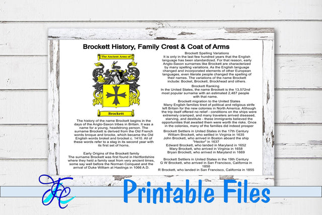 Brockett History, Family Crest & Coat of Arms 3D Paper Family Creations 