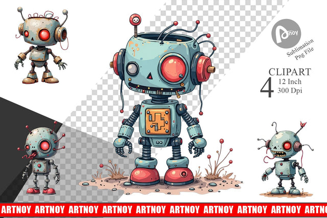 Broken Bot Clipart Sublimation artnoy 