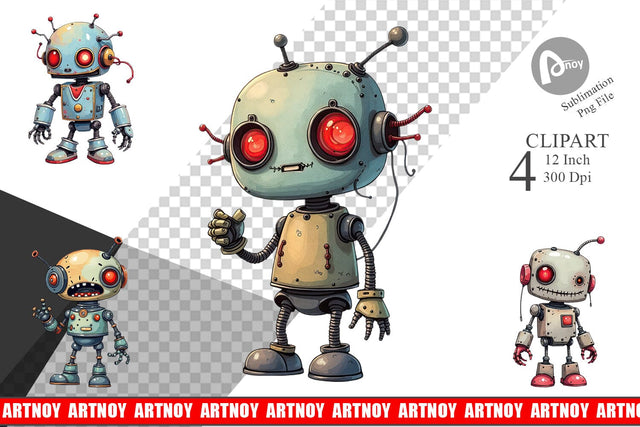 Broken Bot Clipart Sublimation artnoy 