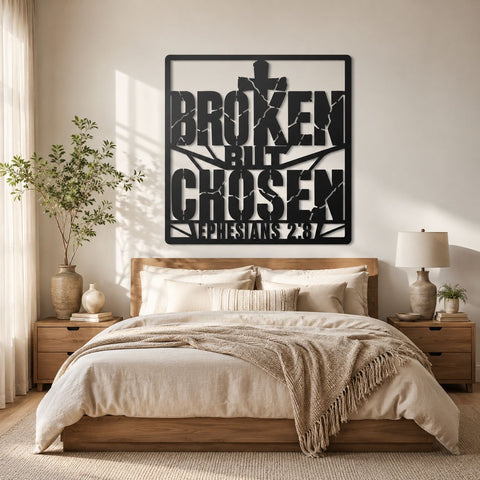 Broken But Chosen Laser SVG | Christian Cross Metal Wall Art DXF | Ephesians 2:8 Bible Verse Svg | Plasma CNC Laser Cut File | Faith Sign SVG HappyDesignStudio 