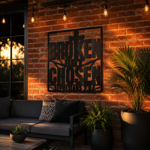 Broken But Chosen Laser SVG | Christian Cross Metal Wall Art DXF | Ephesians 2:8 Bible Verse Svg | Plasma CNC Laser Cut File | Faith Sign SVG HappyDesignStudio 