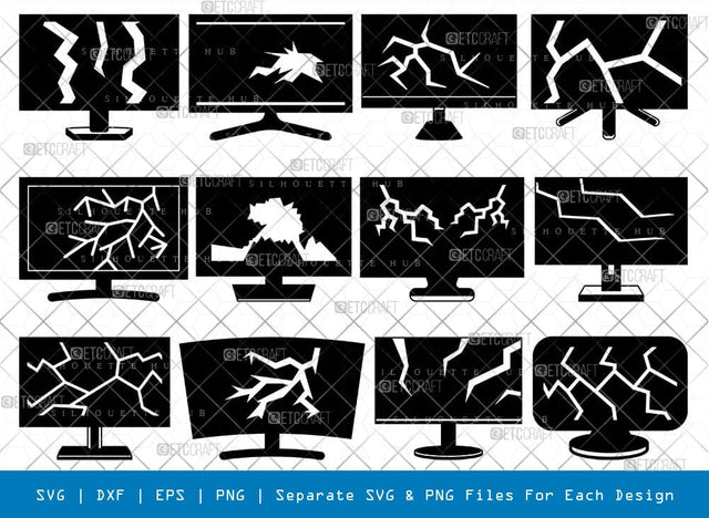 Broken Monitor Svg Cricut Cut Files Png Bundle SVG ETC Craft 