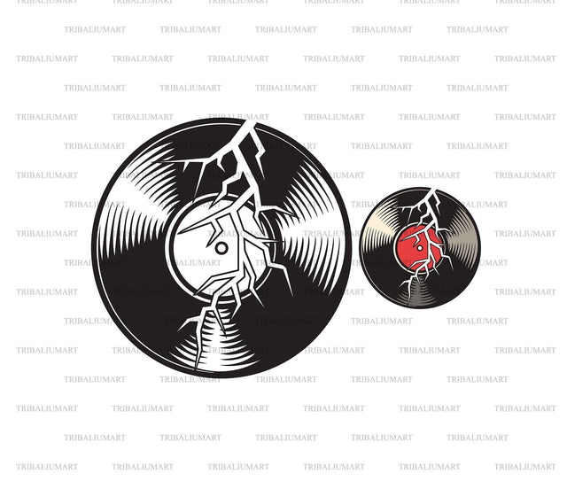 Broken or Cracked Vinyl Record SVG TribaliumArtSF 