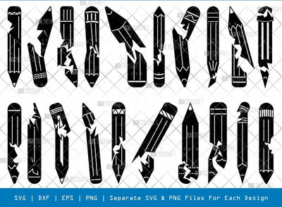 Broken Pencil Svg Cricut Cut Files Png Bundle SVG ETC Craft 