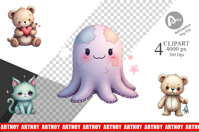 Broken Plushie Spirits Clipart Sublimation artnoy 
