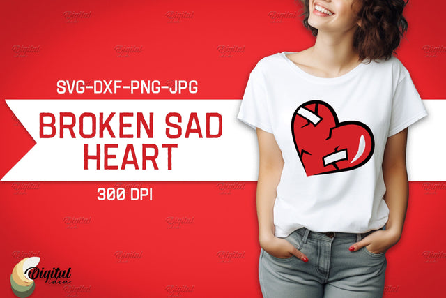Broken Sad Hearts. Shirt SVG. Red Heart SVG Evgenyia Guschina 