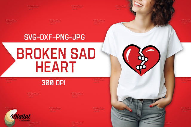 Broken Sad Hearts SVG. Cute Broken Heart SVG Evgenyia Guschina 