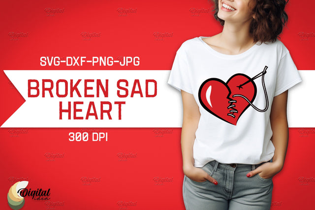 Broken Sad Hearts SVG. Cute Broken Heart SVG Evgenyia Guschina 