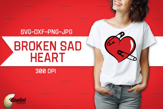 Broken Sad Hearts SVG. Cute Broken Heart SVG Evgenyia Guschina 