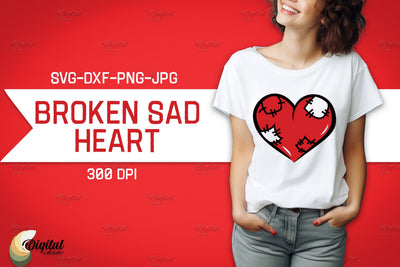Broken Sad Hearts. SVG Design Shirt. Red Heart SVG Evgenyia Guschina 