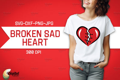 Broken Sad Hearts. SVG Design Shirt. Red Heart SVG Evgenyia Guschina 