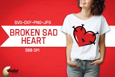 Broken Sad Hearts. SVG Design Shirt. Red Heart SVG Evgenyia Guschina 