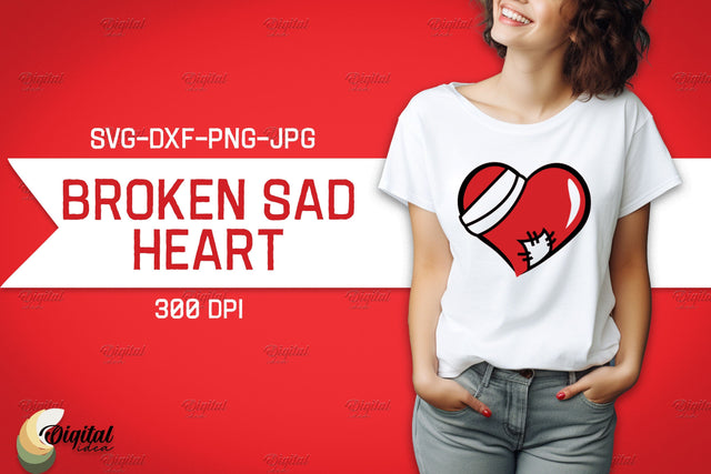 Broken Sad Hearts. SVG Design Shirt. Red Heart SVG Evgenyia Guschina 