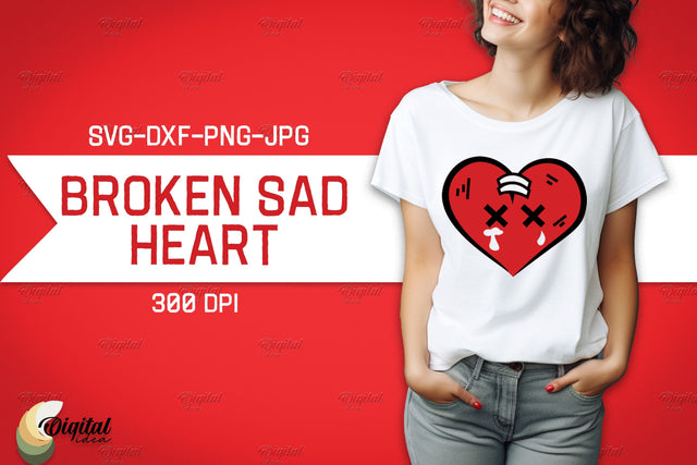 Broken Sad Hearts. SVG Design Shirt. Red Heart SVG Evgenyia Guschina 