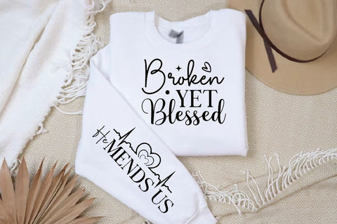 Broken Yet Blessed Sleeve SVG Design, Christian Sleeve SVG, Faith SVG Design, Jesus Sleeve SVG SVG Regulrcrative 