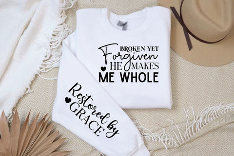 Broken Yet Forgiven He Makes Me Whole Sleeve SVG Design, Christian Sleeve SVG, Faith SVG Design, Jesus Sleeve SVG, Religious Sleeve SVG SVG Regulrcrative 