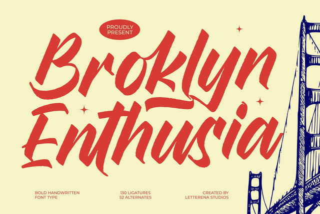 Broklyn Enthusia - Bold Handwritten Font Font Letterena Studios 