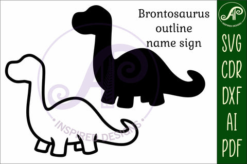 Brontosaurus Dinosaur outline two layer name wall sign SVG APInspireddesigns 