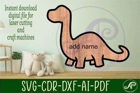 Brontosaurus Dinosaur outline two layer name wall sign SVG APInspireddesigns 