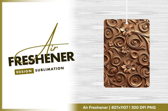 Bronze Floral Relief Pattern with Swirls and Flowers on Brown Background Sublimation Regulrcrative 