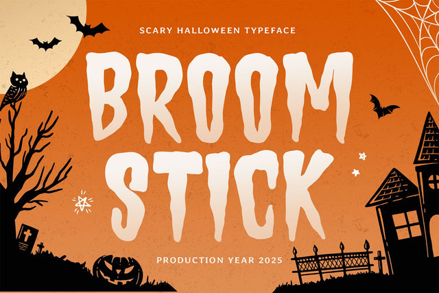 BROOMSTICK - Halloween Font SVG Mozarella 