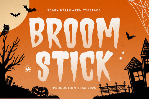 BROOMSTICK - Halloween Font SVG Mozarella 