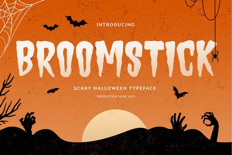 BROOMSTICK - Halloween Font SVG Mozarella 