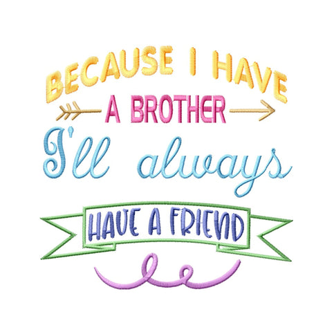 Brother Quotes Machine Embroidery Designs Bundle – Funny & Inspirational Sayings for Brother Gifts Embroidery/Applique DESIGNS HappyDesignStudio 