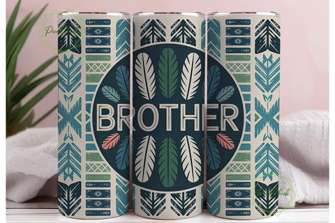 Brother Tribal Feathers 20oz Tumbler Sublimation PixelChick 