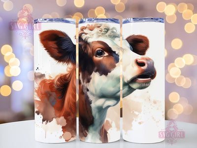 Brown And White Cow Tumbler PNG, Cows 20 oz Skinny Tumbler Sublimation Design Digital Download PNG Sublimation SvggirlplusArt 