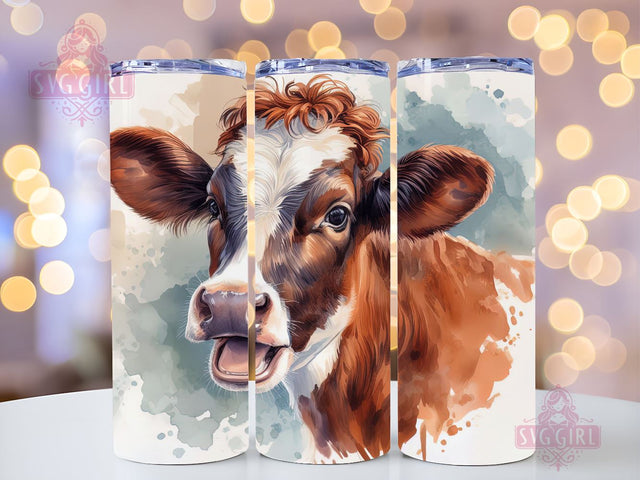 Brown And White Cow Tumbler PNG, Cows 20 oz Skinny Tumbler Sublimation Design Digital Download PNG Sublimation SvggirlplusArt 