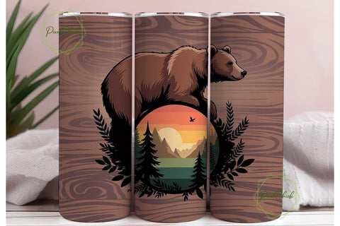 Brown Bear Mountain Sunset 20oz Tumbler Sublimation PixelChick 