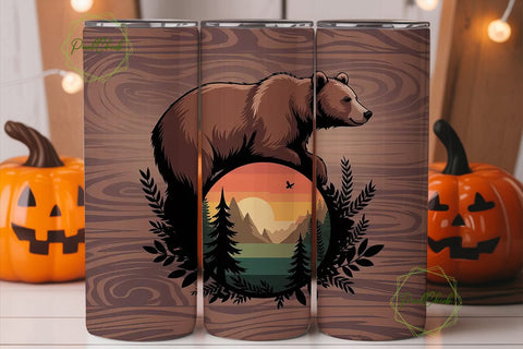 Brown Bear Mountain Sunset 20oz Tumbler Sublimation PixelChick 
