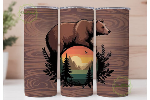 Brown Bear Mountain Sunset 20oz Tumbler Sublimation PixelChick 