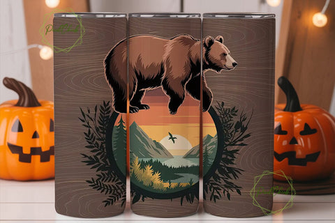 Brown Bear Mountain Sunset 20oz Tumbler Sublimation PixelChick 