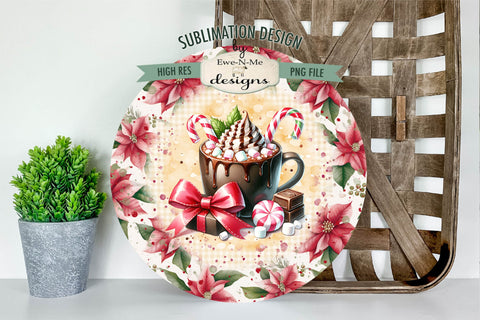 Brown Cocoa Coffee Cup Wind Spinner Sublimation Round Cocoa Sublimation Ewe-N-Me Designs 