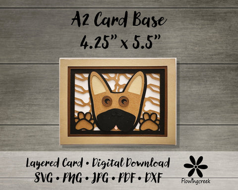 Brown French Bulldog 3D Layered Greeting Card SVG Cut File for All Occasions, Birthday, Thank You, Note Card 3D Paper Flowingcreek 