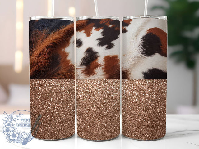 Brown Glitter Horse Tumbler, Brown Glitter, Western Style, Rustic Theme, Animal Pattern, 20Oz Tumbler, Sublimation Wrap Sublimation ToriDesigns 