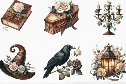 Brown Halloween & White Roses Clipart's Sublimation SVGista 