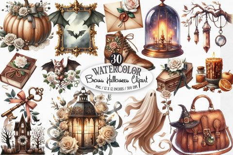 Brown Halloween & White Roses Clipart's Sublimation SVGista 