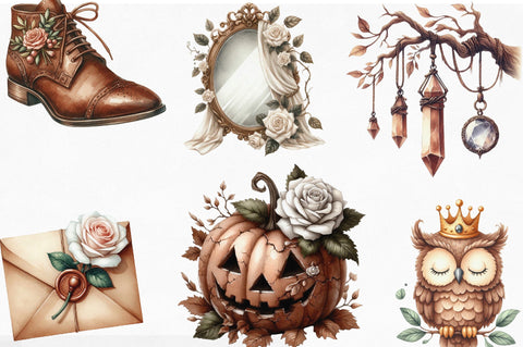 Brown Halloween & White Roses Clipart's Sublimation SVGista 