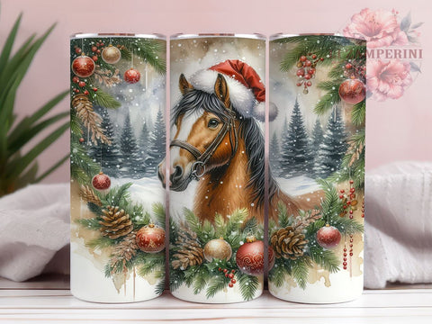 Brown Horse 20oz Tumbler Wrap PNG, Christmas Horse Tumbler Png, Straight & Tapered Tumbler Wrap, Instant Digital Download Sublimation Li Zamperini 