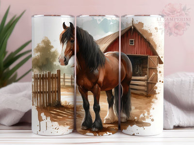 Brown Horse In Barn 20 oz Tumbler, Horse Tumbler Wrap, Instant Digital Download PNG, Straight & Tapered Tumbler Wrap PNG Sublimation Li Zamperini 