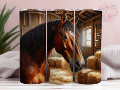 Brown Horse In Barn 20 oz Tumbler, Horse Tumbler Wrap, Instant Digital Download PNG, Straight & Tapered Tumbler Wrap PNG Sublimation Li Zamperini 