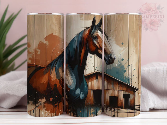 Brown Horse In Barn 20 oz Tumbler, Horse Tumbler Wrap, Instant Digital Download PNG, Straight & Tapered Tumbler Wrap PNG Sublimation Li Zamperini 